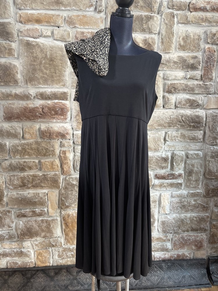 Jessica Howard Black Empire Dress with Print Jacket, Size 16