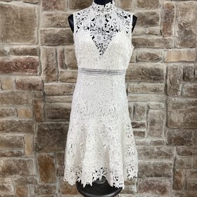 Bardot Ivory Floral Lace A Line Dress, Size M