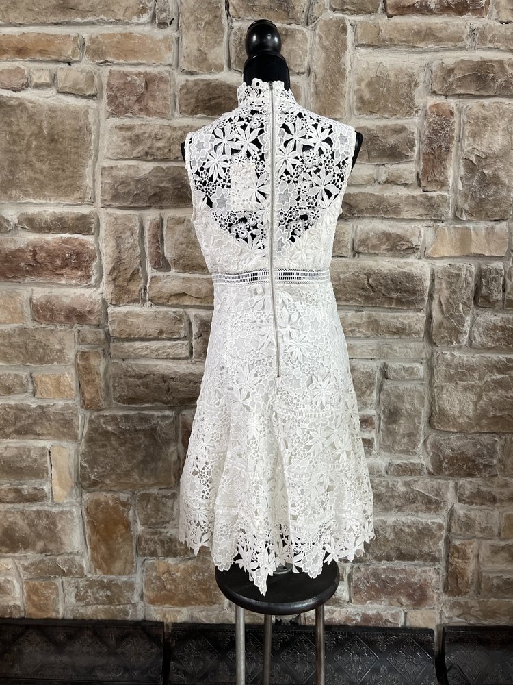 Bardot Ivory Floral Lace A Line Dress, Size M