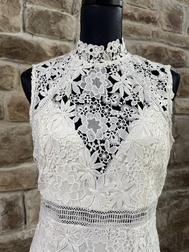 Bardot Ivory Floral Lace A Line Dress, Size M