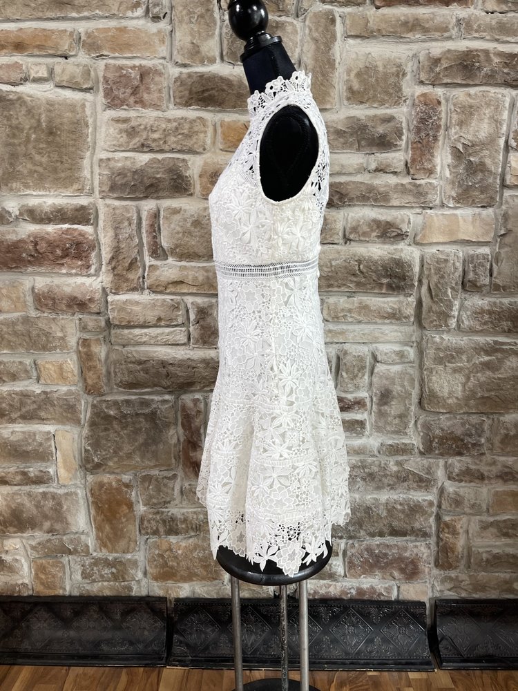 Bardot Ivory Floral Lace A Line Dress, Size M
