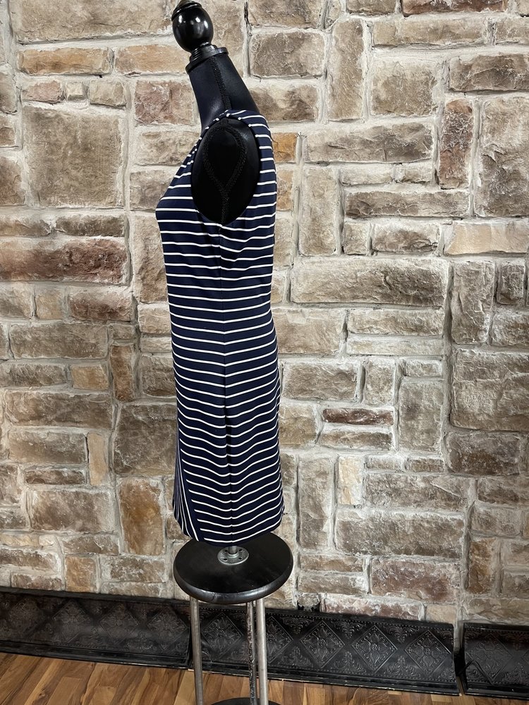 Guess Navy with White Stripes Sheath Dress, Size 10
