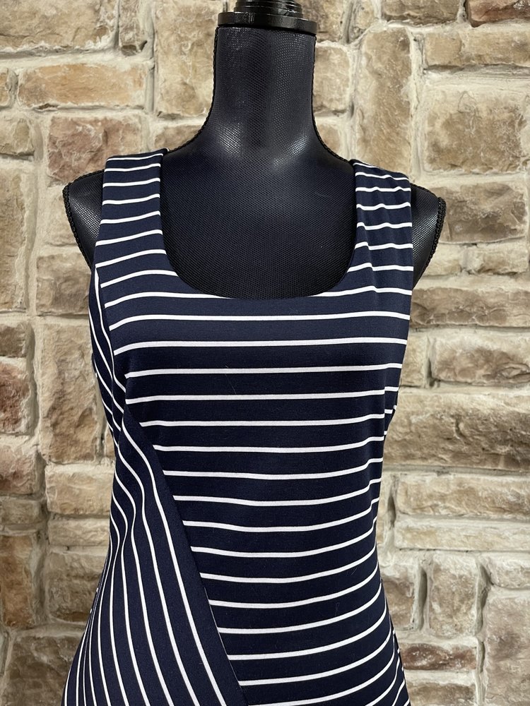 Guess Navy with White Stripes Sheath Dress, Size 10
