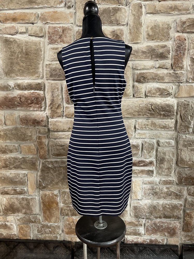 Guess Navy with White Stripes Sheath Dress, Size 10