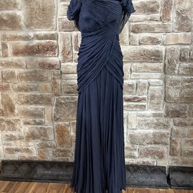 Tadashi Shoji Navy Silk Evening Gown, Size 6