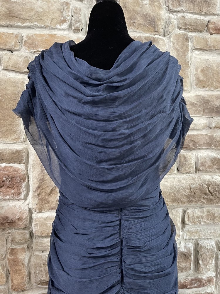 Tadashi Shoji Navy Silk Evening Gown, Size 6