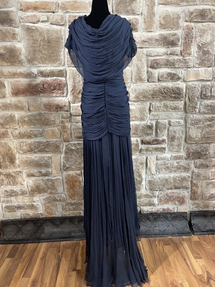 Tadashi Shoji Navy Silk Evening Gown, Size 6
