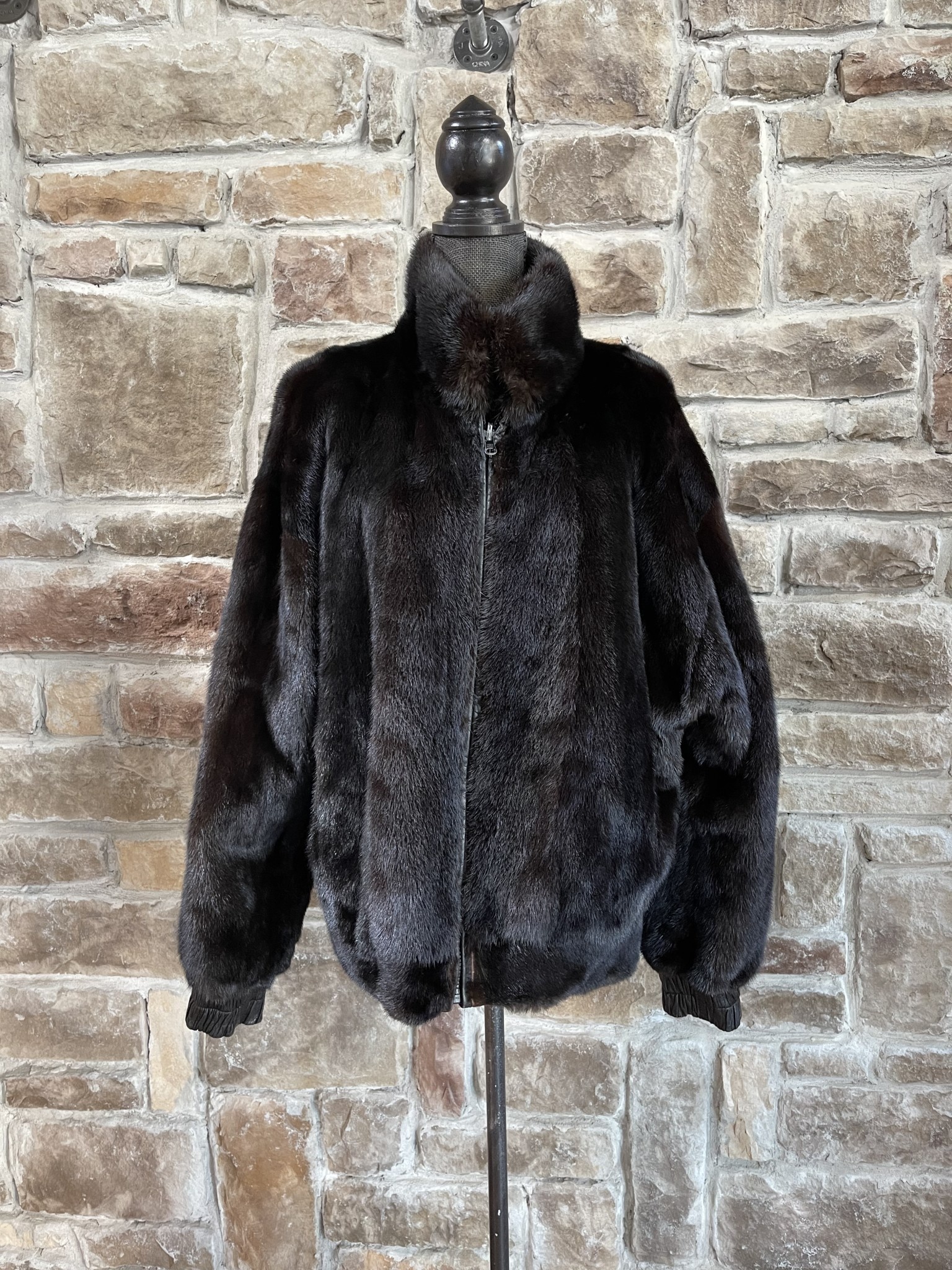 Reversible Jacket With Mink Fur and Leather in Black Color 