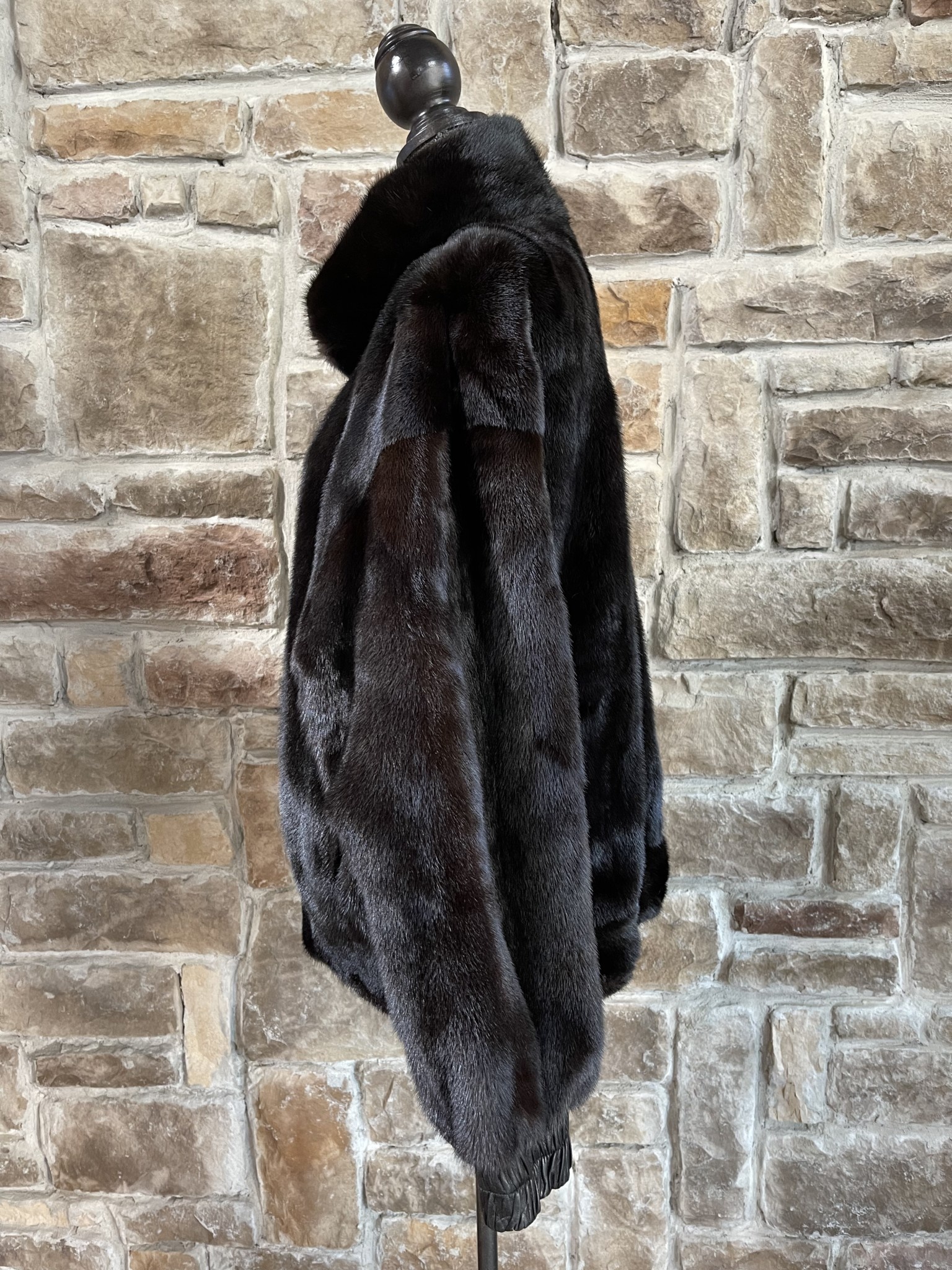 Refurbished New Canadian Dark Ranch Mink Fur Bomber Jacket 