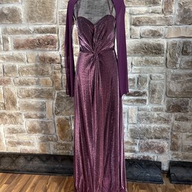 Fiesta Fashion Purple and Black Shimmer Front Twist Gown with Wrap