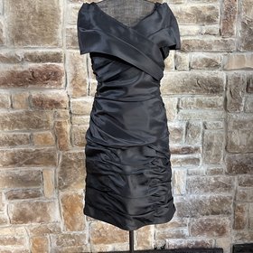 Adrianna Papell Black Ruched  Cocktail Dress, Size 10