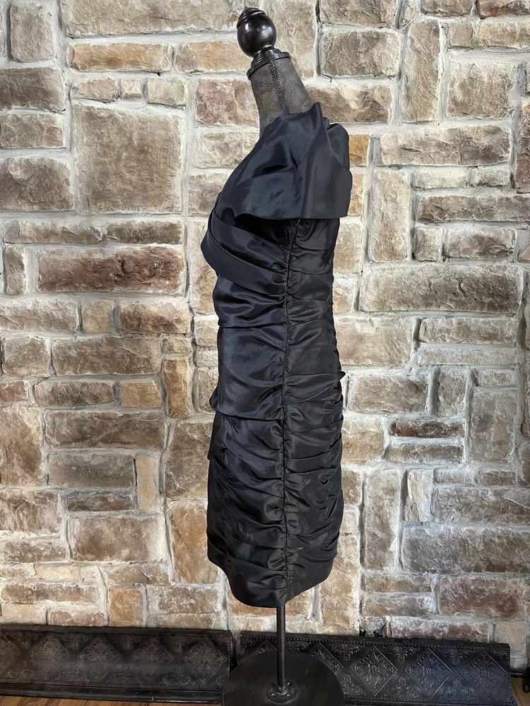 Adrianna Papell Black Ruched  Cocktail Dress, Size 10