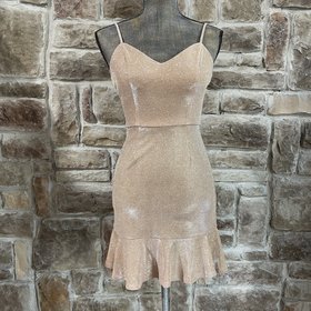 Crystal Doll Blush Pink Shimmer Dress with Ruffle, Size 3