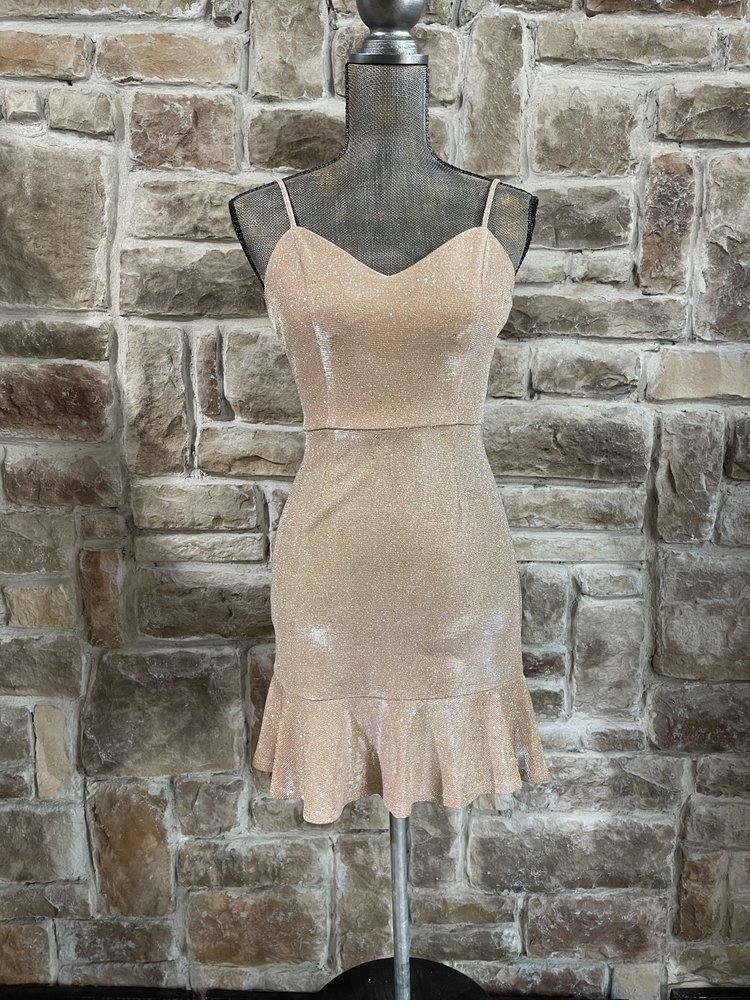 Crystal Doll Blush Pink Shimmer Dress with Ruffle, Size 3