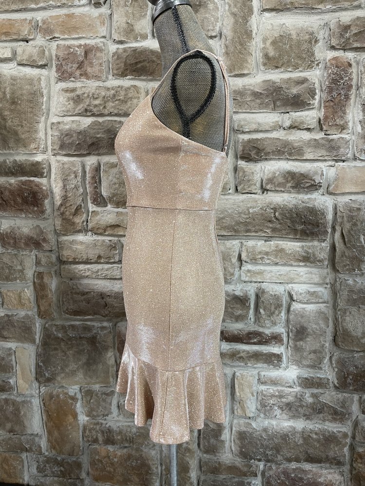 Crystal Doll Blush Pink Shimmer Dress with Ruffle, Size 3