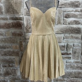 Fiesta Fashion Gold Strappy Shimmer Fit and Flare Dress