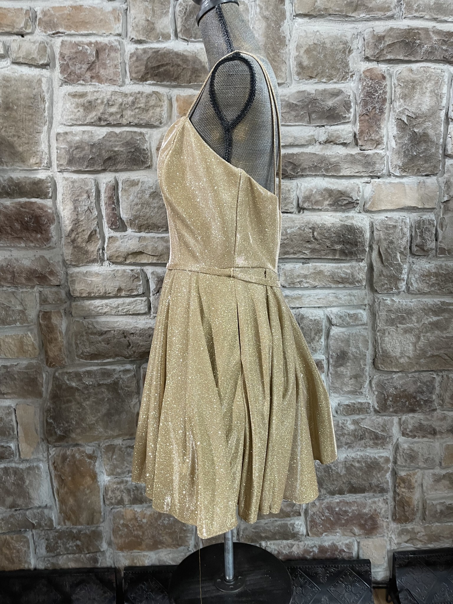 Gold Fit and Flare Dress