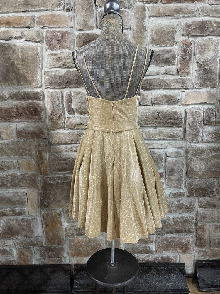 Fiesta Fashion Gold Strappy Shimmer Fit and Flare Dress