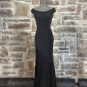 Escape Black Mermaid Gown with Mesh Waist Detail, Size 6