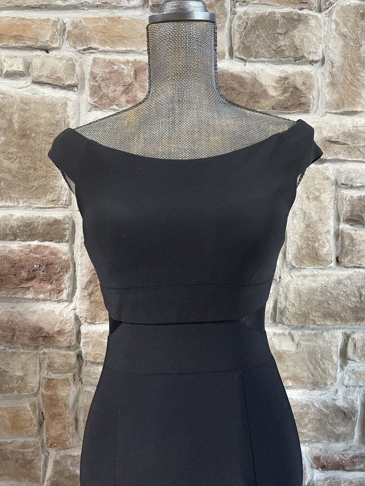 Escape Black Mermaid Gown with Mesh Waist Detail, Size 6