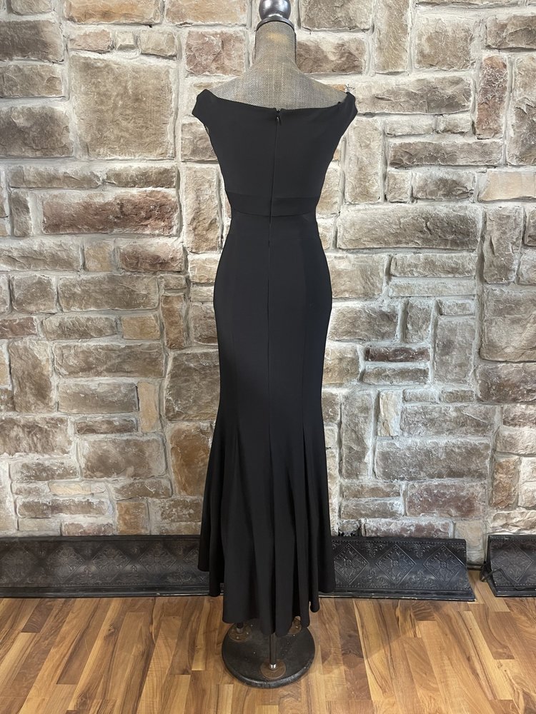 Escape Black Mermaid Gown with Mesh Waist Detail, Size 6
