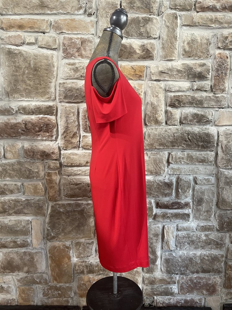Calvin Klein Red Sheath Dress with Cut Out Sleeves, Size 10