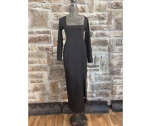 Black Square Neck Split Leg Maxi Dress, Size 10 - Elements Unleashed Black Square Neck Split Leg Maxi Dress, Size 10 - Elements Unleashed