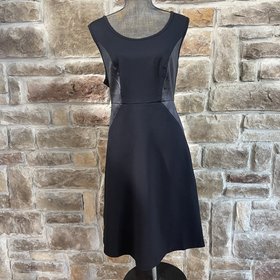 6th & Lane Black Sheath Dress with Gray Distressed Accents, Size14