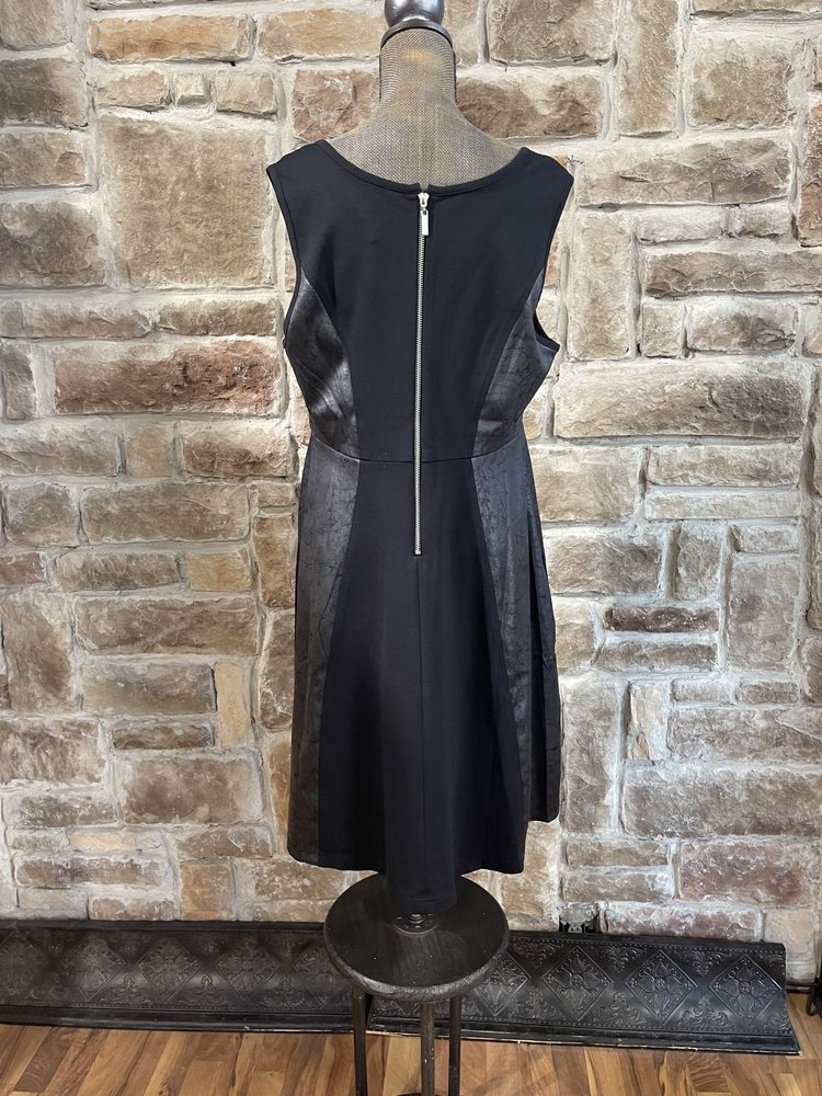 6th & Lane Black Sheath Dress with Gray Distressed Accents, Size14