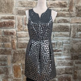 Kensie Black with Silver Dots Sheath Dress, Size S