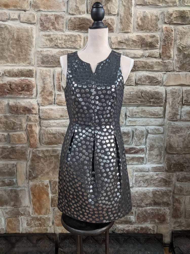 Kensie Black with Silver Dots Sheath Dress, Size S