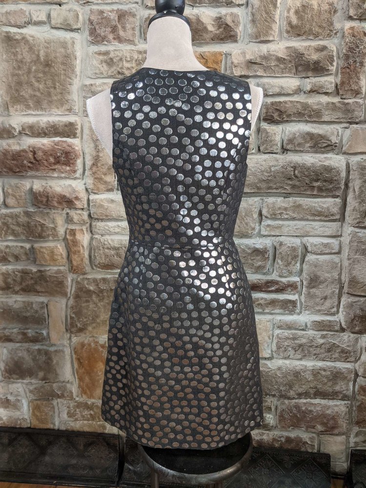 Kensie Black with Silver Dots Sheath Dress, Size S