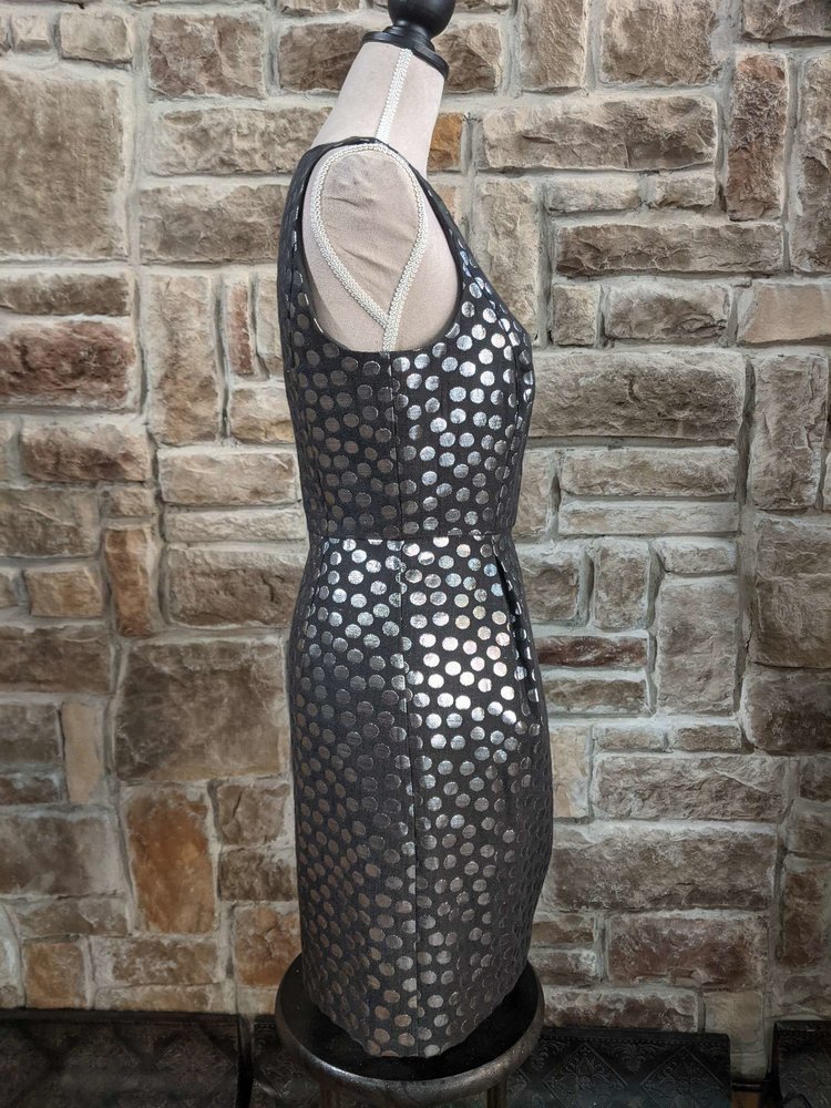 Kensie Black with Silver Dots Sheath Dress, Size S
