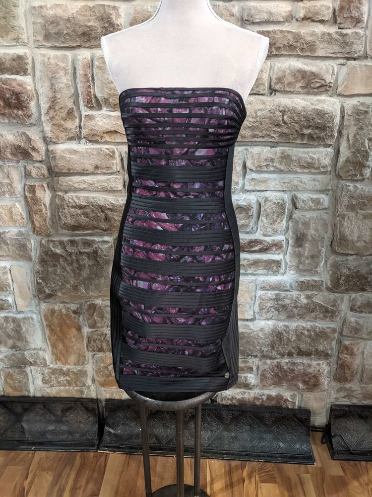 Caché Black Strapless Illusion Bodycon Dress, Size 4