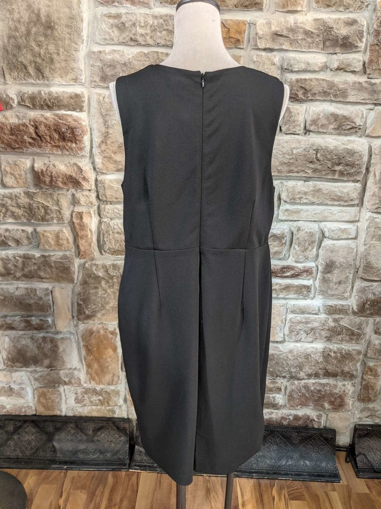 Rebel Wilson Black Faux Wrap Sheath Dress with Grommet Detail, Size 1X