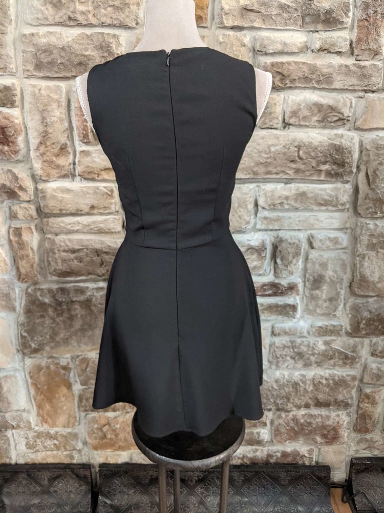 French Connection Black A-Line Dress with Front Cut-Out Detail, Size 4