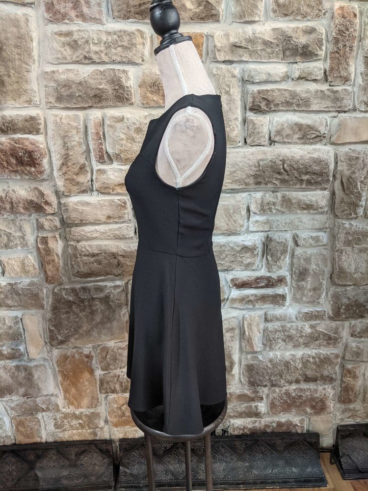 French Connection Black A-Line Dress with Front Cut-Out Detail, Size 4