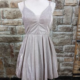 B Darlin Dusty Pink Shimmer Fit & Flare Dress with Low Back, Size 7/8