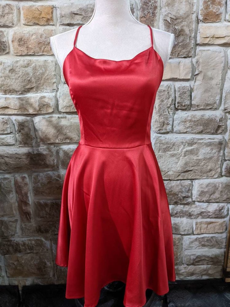 La Scala Red Strappy Back Fit & Flare Dress, Size XL