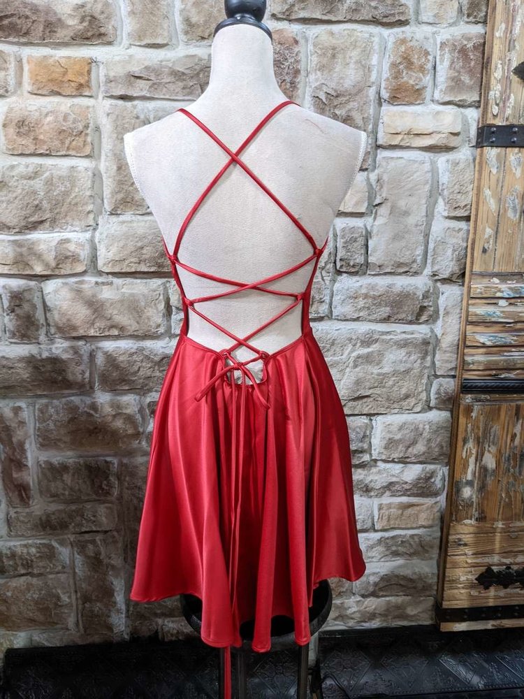 La Scala Red Strappy Back Fit & Flare Dress, Size XL