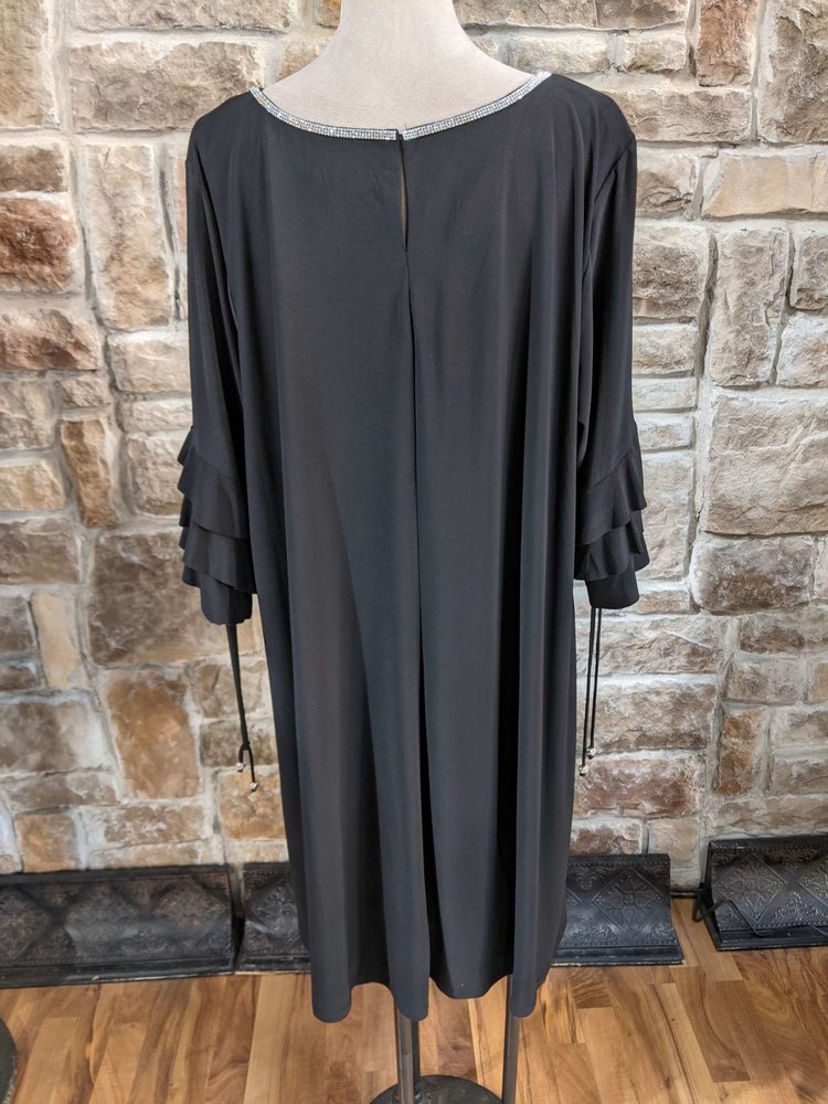 Roz & Ali Black Dress with Rhinestone Collar, Size 24W