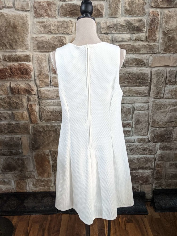 Teeze Me White Textured A-Line Dress, Size 14