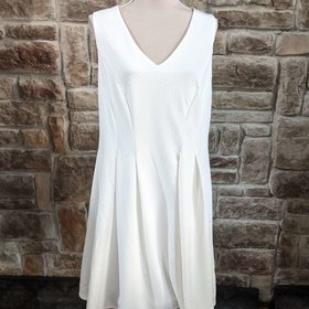 Teeze Me White Textured A-Line Dress, Size 14