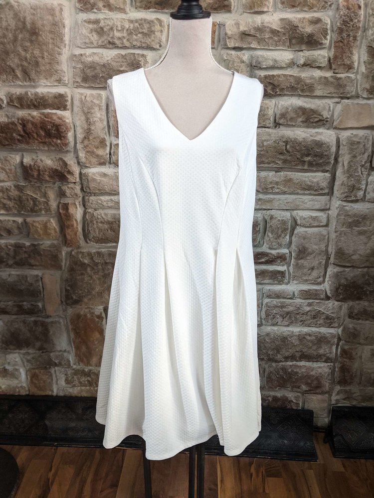 Teeze Me White Textured A-Line Dress, Size 14