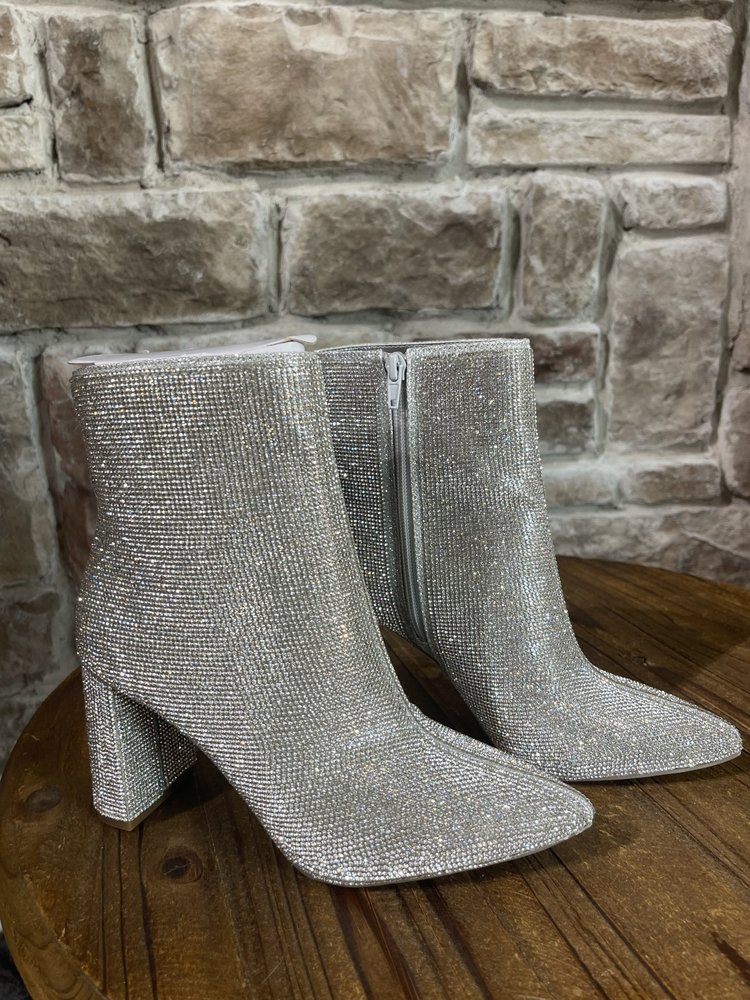 INC Silver Sparkle Heeled Bootie