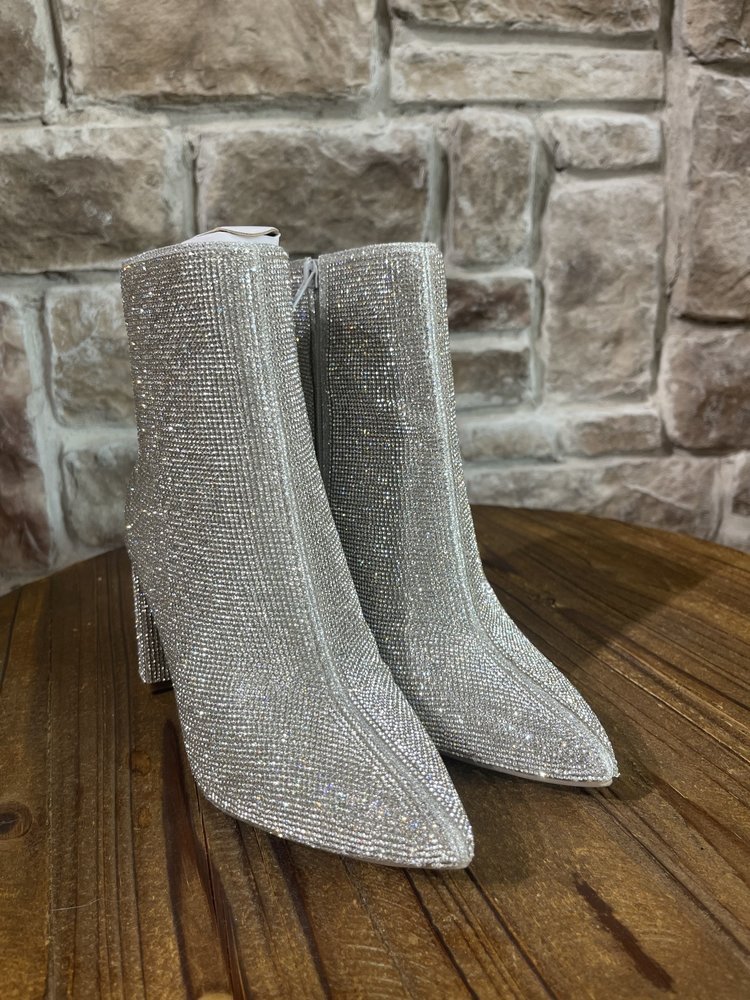 INC Silver Sparkle Heeled Bootie
