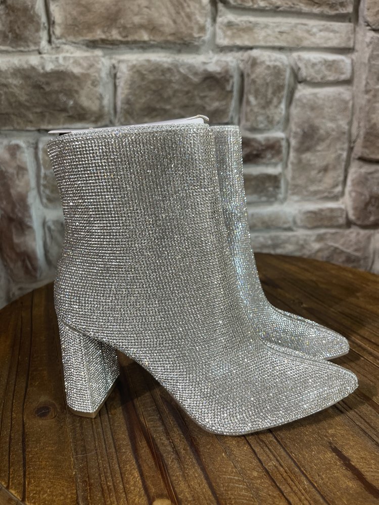 INC Silver Sparkle Heeled Bootie