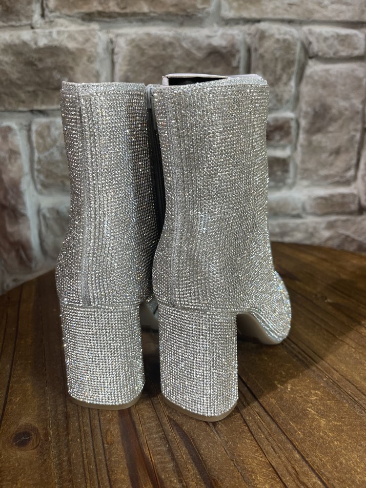 INC Silver Sparkle Heeled Bootie