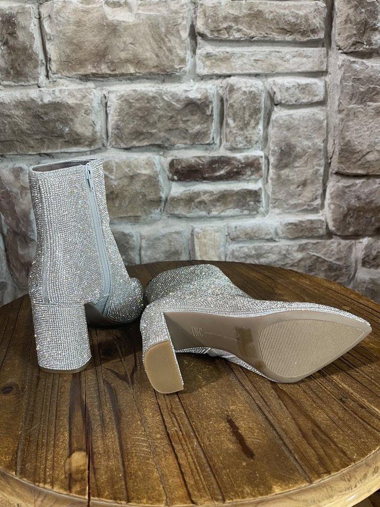 INC Silver Sparkle Heeled Bootie