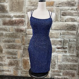 Fiesta Fashion Royal Blue Sparkle Lace up Back Dress, Size